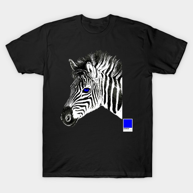 ZEBRA BLUE - white full  by COLORBLIND WorldView T-Shirt by DREAM SIGNED Collection